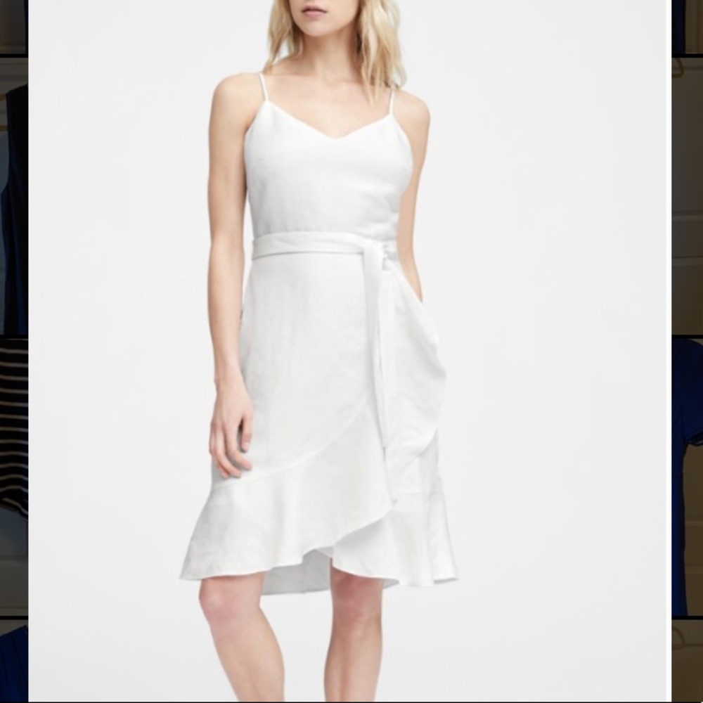 New with tags! White linen wrap skirt dress